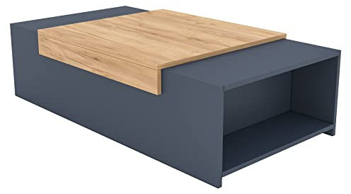 Domando Couchtisch Tortoli Modern für Wohnzimmer Breite 110cm, farblich abgesetzte Applikation in Graphit Matt und Eiche Gold