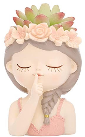 JIAHUA Vaso per fiori per viso, piante grasse, vaso per fiori in resina creativa, vaso per viso, testa femminile, vaso per piante da giardino, per casa, scrivania, decorazione per scaffali