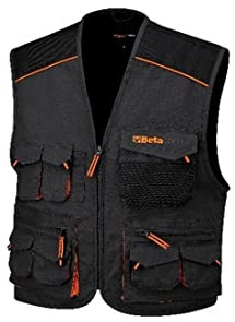 BETA - Gilet Leggero da Lavoro Multitasche in Cotone e Poliestere con Inserti Antiabrasione Oxford e Tasche con Velcro, Gilet Professionale per Officina Tecnici Colore Grigio, XL, 7867G
