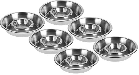 Spetebo Metall Aschenbecher rund 13 cm - 6 Stück - Tisch Ascher für Außen und Innen - Tischaschenbecher elegant schlicht für Party Bar Gastronomie