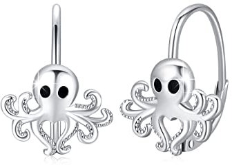 Tier Oktopus Ohrringe Creolen Mädchen 925 Sterling Silber Kinder Creolen Klein Ohrringe Kreolen für Damen Oktopus Tier Ohrringe für Damen Mädchen Mutter Tochter
