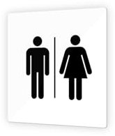 DECOHO - Pictogramme Toilettes Mixtes - Panneau signalétique PMMA - Noir, moderne - 9x9 cm, intérieur, facile à fixer - Blanc