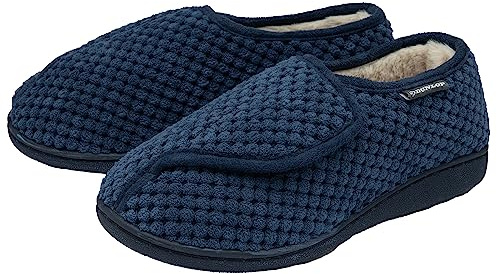 Dunlop Ladies Rip Tape Fastening Slippers - Navy - UK 6