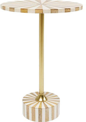 Kare Design Beistelltisch Domero Cirque Weiß/Gold, Durchmesser 40cm, Wohnzimmertisch, Beistelltisch rund, Stahlgestell, Couchtisch, Beistelltisch Couch, 60x40x40cm (H/B/T)
