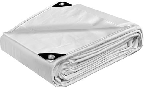 STARPYNG Bâche blanche 180 g/m², 3 m x 6 m, imperméable, résistante aux UV, aux intempéries, pour voitures, bateaux, cours, camping, bâche en bois