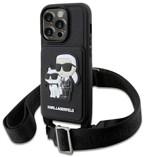 Karl Lagerfeld KLHCP14XCSAKCPMK hülle für iPhone14 Pro Max 6.7 hardcase Schwarz Crossbody Saffiano Karl & Choupette