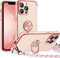 Silverback für iPhone 13 Pro Max Hülle mit Band,【Miss Arts】 Ring Ständer Handyhülle Handykette Frauen Mädchen Dünn Stoßfeste Schutzhülle für iPhone 13 Pro Max Case Rosa