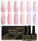 Shining She Gel Nail Polish, 6 Colors Light Pink Glitter Gel Polish Kit Soak-Off UV/LED Nail Polish Gel for Nail Art Salon DIY Home, 8ML