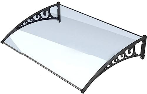 HUHJYUGE Auvent de Porte et Fenêtres 100x200cm, Auvent de Porte D'entrée Transparent, Auvent de Porte D'entrée Toit Marquise en Polycarbonate Protection Contre La Pluie Et UV