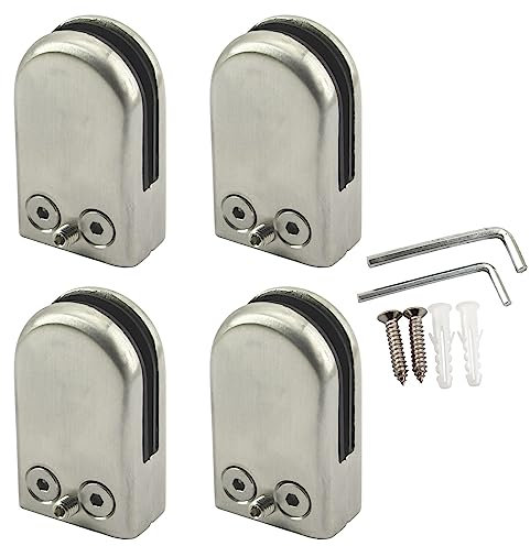 Lot de 4 pinces à verre en acier inoxydable 6-8 mm réglables pour rampe, escalier, salle de douche