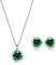 immobird Schmuckset Damen Sterling Silber 925 mit Geburtsstein Rose Anhänger Halskette und Ohrringe Set Geschenk Für Frauen Mama Mädchen (Mai - Smaragd)
