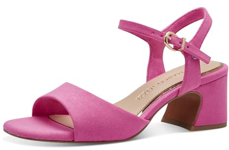 MARCO TOZZI Damen Sandalen mit Absatz mit Verstellbarem Riemen Vegan, Rosa (Hot Pink), 39 EU