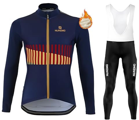 Abbigliamento Completo Ciclismo Uomo Tuta Bici da Corsa Invernale Maglia MTB Manica Lunga,Salopette Imbottiti con Gel 9D MTB Ciclista Corsa All'aperto (LTYPE-9B,S)