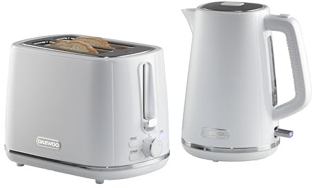 Daewoo Stirling, Jug Kettle & Toaster Set, White