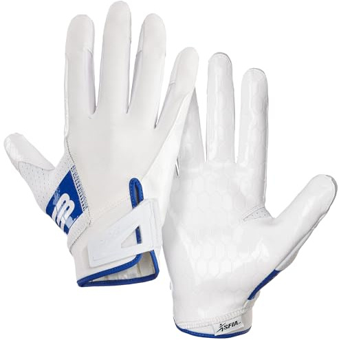 Grip Boost DNA 2.0 Fußballhandschuhe mit technischem Stab, Erwachsenengrößen (Blau, Medium)