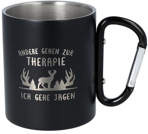 Spruchreif | Doppelwandige Edelstahltasse mit Karabinerhaken und hochwertiger Gravur | Outdoor-Genuss pur | Geschenk für Jäger | Jägergeschenk | Jägermotiv | Jagen