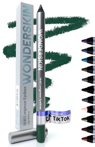 Wonderskin 1440 Longwear Green Wasserfester Eyeliner-Stift – Anspitzbarer Eyeliner-Stift Und Wischfeste Grüne Eyeliner-Stifte (Kiefer)