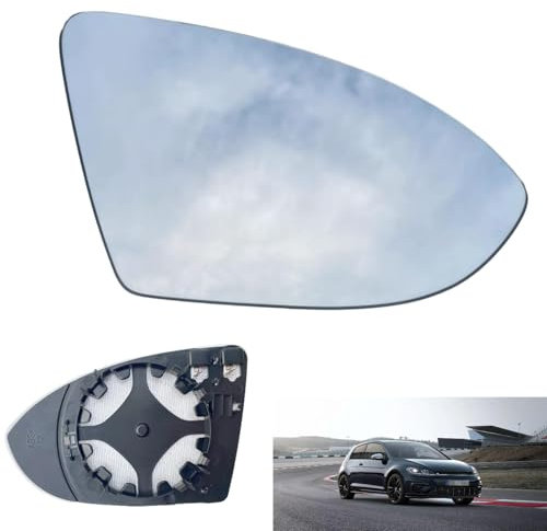 ShnminEU Spiegelglas für Golf 7 Rechts Beheizbar OEM:V-W 5G0857522 Außenspiegel Konvex Asphärisch mit Trägerplatte Klar Beheizt Ersatzspiegel
