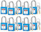 BOZZYS Lot de 10 cadenas Loto, anse en acier de 38 mm, cylindre en alliage de zinc, corps en plastique (BD-G03KD-10PCS-bleu, clés différentes, 2 clés par serrure)