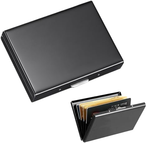 VYIBPDY Porta carte di credito donna Porta carte di credito uomo RFID e NFC Blocking Porta Tessere Credito in Acciaio Inox per Uomini e NeroDonne,Portafoglio Elegante Viaggi Business,ID,Assicurazioni