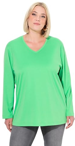 Ulla Popken Damen große Größen Übergrößen Plus Size Shirt, V-Ausschnitt, Relaxed, Langarm