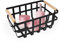 BESCH Cesta Metálica de Almacenamiento Forma Cuadrada con Asa de Madera 34x22x15.5cm para Frutas, Cesta Canasto para Almacenaje Multiuso Color Negro