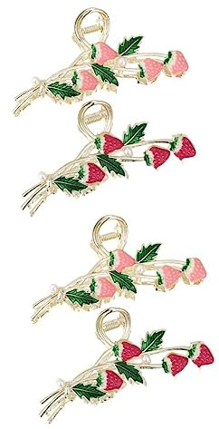 HAPINARY 4 Stück Erdbeer-Kratz haars pange Haarschmuck für Damen bunte Haarspange Kirsche Haarspange haarklammern groß haarklammer groß Erdbeerklauenclips Klauenclips für Frauen Legierung