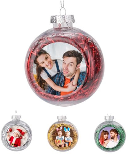 Personalisierte Foto-Weihnachtskugel-Ornamente, 2024 Individuelles Foto-Christbaumschmuck, Personalisierter Bild-Weihnachtskugel-Deko-Anhänger, Mama, Papa, Familie und Freunde