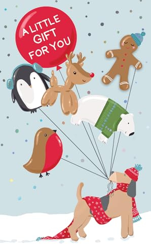 Dog with Christmas Balloons Christmas Money Wallet Gift Card XMW144