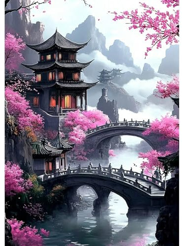 MEIYUDA Diamond Painting Landschaft, 5D Diamond Painting Erwachsene Kinder, DIY Set Erwachsene Diamant Painting Bilder, DIY Handwerk Malerei Kits für Home Wand Décor 30x40cm