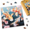 Figured'Art Holzpuzzle Erwachsene und Kinder 200 Teile Tiere - Koi-Fische und Blumen - Originelles Design 28,5x28,5 cm Einzigartige Form mit Premium-Holzkiste