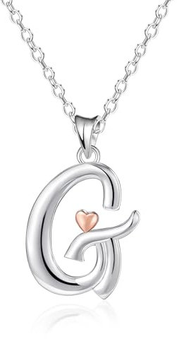 Mesovor 925er Sterling Silber Ketten für Damen, Zierliche Initiale Halskette mit Herz in Roségold, Schmuckgeschenke für Mutter, Schwester, Tochter, Ehefrau (Buchstaben-G)