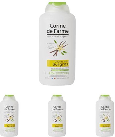 Corine de Farme - Douche Soin Surgras à l'Extrait de Vanille - Nourrit et Hydrate la Peau - pH Neutre, 95% d’Ingrédients d’Origine Naturelle, Formulation Clean Beauty, Fabriqué en France - 500 ml