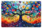 KitchenYeah© Platzsets Abwaschbar 6-Teilig 45x30 cm Tischsets Platzdeckchen Platzset Unterlage Tischset Esstisch Edle Tischunterlage Placemat Baum - Bunt - Blumen - Kunst - Abstrakt