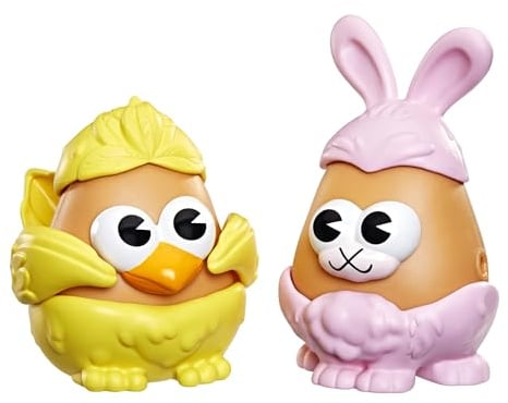 Potato Head Kaninchen- & Kükenknollen mit 12 Teilen, 2 Kartoffelkörper (7,5 cm) mit 10 Accessoires, Vorschulspielzeug für Mädchen und Jungen ab 2 Jahren, Hellrosa, Gelb