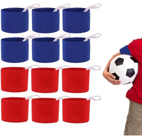 Lguaquanx 12 Stück Team Armbänder, Verstellbare Spielführerbinde, Bunte Armbinde für Mannschaften Schule Vereine Blau und Rot Kapitänsbinde für Fußball, Rugby, Tennis, Basketball
