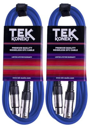 Premium XLR Cable for a Clear Audio Signal with Balanced Male to Female Microphone Lead, plus Cable Tie, for professional DJ, stage and studio (Blue, 2 x 6m)