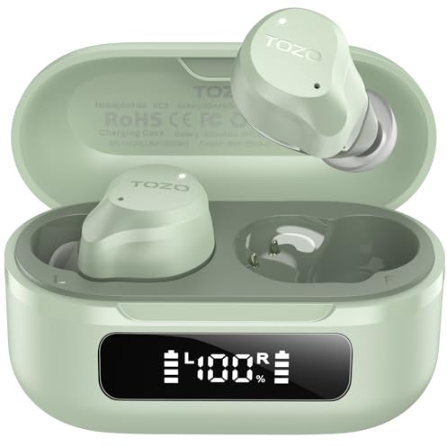 TOZO NC9 Écouteurs Bluetooth 5.3 sans Fil avec ANC Hybride Jusqu’à 45 DB | Son ORIGX avec Basses Profondes, Appels Clairs en Télétravail, 60H d’Autonomie, IPX8, EQ Personnalisable