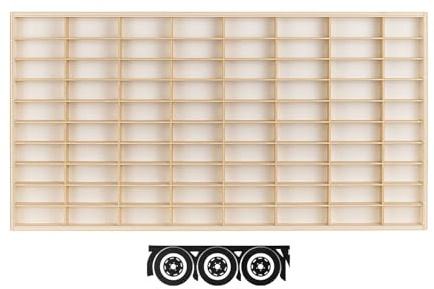 ArtTwist Trailer für Modellauto Vitrine | Hot Wheels Aufbewahrung zu 80 Fächen | Sammlervitrine Hängend 78,5cm x 40cm x 4cm | Setzkasten Holz für Wanddeko und Organisation (K02)