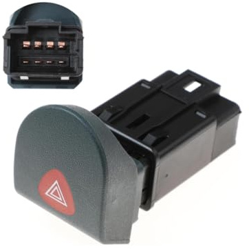Bouton Avertissement Warning Compatible renault Kangoo 1, Kangoo Express, Interrupteur des Feux de Détresse, Signal de Danger sur Route - OE 7700308821 Commutateur 8 Broches 12 v (7700308821)