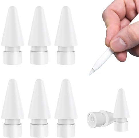 6 Piezas Puntas Compatibles Apple Pencil, con Apple Pencil 2e Génération y 1ere Generation, Apple Pencil Pro, Puntas de Lápiz de Alta Sensibilidad, Protective Accessories, Silicone Tips, White