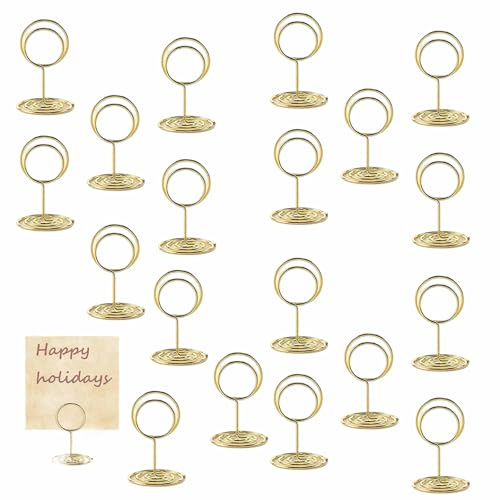 20 Stk Gold Tischkartenhalter Metall Runder Tischnummernhalter Kartenhalter | für Restaurant Tisch Hochzeiten Party Hochzeitsdekoration