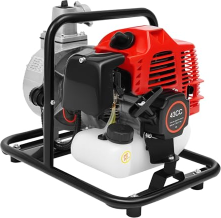 1 Inch Water Pump 43cc 2-Stroke Engine | 98ft Max Lift, 2100L/H, Gas Powered, Portable, Heavy-Duty
