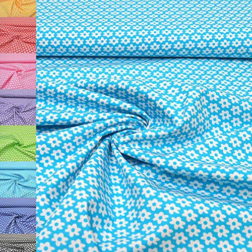 MAGAM-Stoffe Amelie Blumen Baumwollstoff Oeko-Tex Meterware 50cm (09. Türkis)