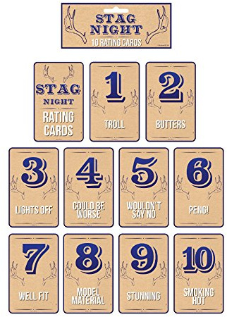 HENBRANDT 10 x Stag Night Groom To Be Female Rating Cards - Novelty Fun Game