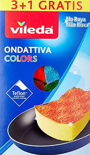 Vileda Ondattiva Milleusi Colors 3+1, Spugna, Multicolore, 13x22x2.6 cm, 4 unità