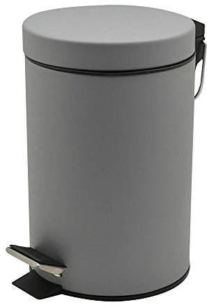 Optimal Products Stainless Steel Pedal Bin For Kitchen Bathroom Toilet Home Office Rubbish Paper Basket Tray Toilet Brush (Grey, 3 Litre Pedal Bin)