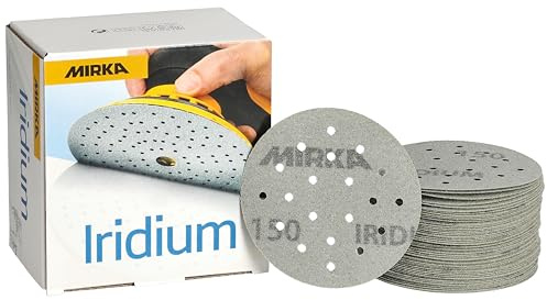 Mirka Schleifpapier Iridium Ø 77 mm Grip 20-Loch Korn 150 50 Stk | Premium-Schleifpapier für Lack Spachtel Grundierung Holz Stahl Mineralwerkstoffe Kunststoff 50 Stück Klettsystem