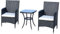 Outsunny Polyrattan Gartenmöbel Set, Outdoor Lounge Balkonmöbel für 2 Personen, 3-teilig Sitzgruppe, 2 Stühle, Tisch Sitzkissen, Gartenlounge für Garten, Terrasse, Balkon, Schwarz