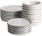 ProCook Oslo Rim Reactive Grey Stoneware Dinner Set Stylish Dishwasher, Oven & Microwave Safe Modern Dinnerware - 24 Piece, 20/22/28 cm